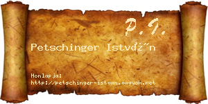 Petschinger István névjegykártya